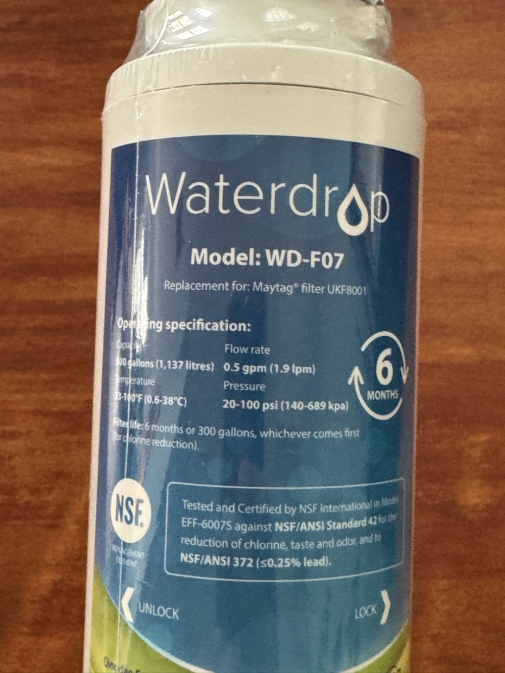 Waterdrop WD-F07 Refrigerator REplacement Water Filter New SAealed Condition - Picture 3 of 3